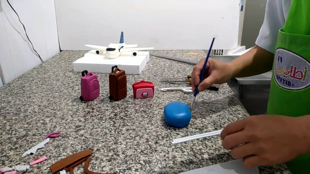 How to make Fondant sugar paste Saudi airplane Birthday Cake Topper Edible,