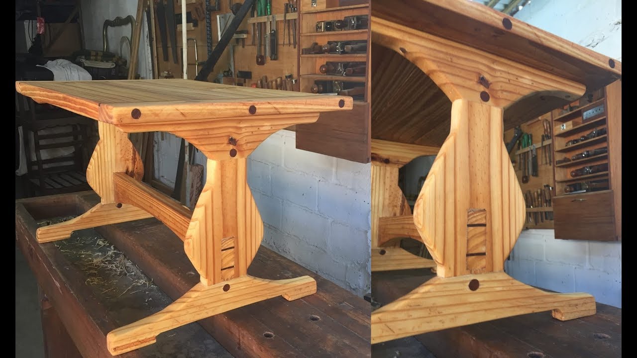FABRICACION de una  MESA de CENTRO:  PINO MACIZO y ROBLE (VIDEO REEDITADO)