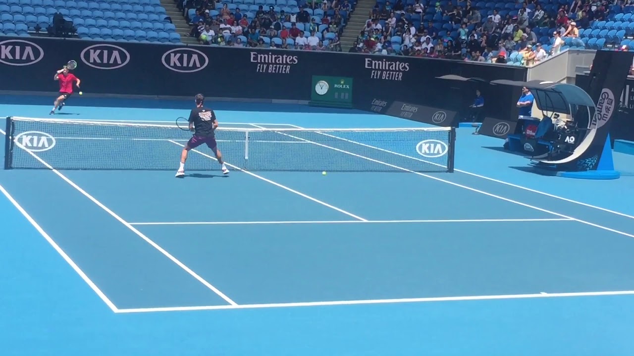 Federer / Goffin Practice Set AO 2020