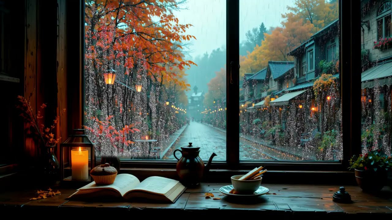 Rainy Autumn Café Ambience 🍂☕ | Cozy Coffee Shop Sounds for Study & Relaxation