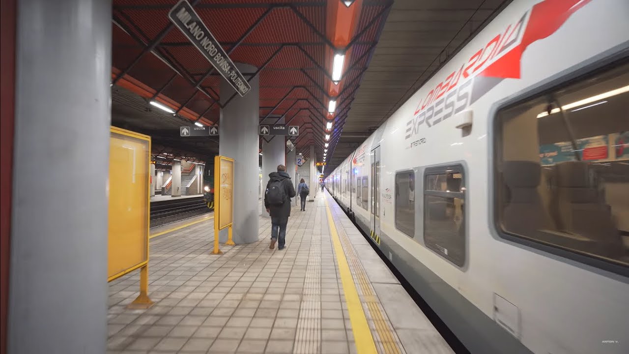 Italy, Milan, train night ride from Airport to Milano Nord Bovisa Politechnico
