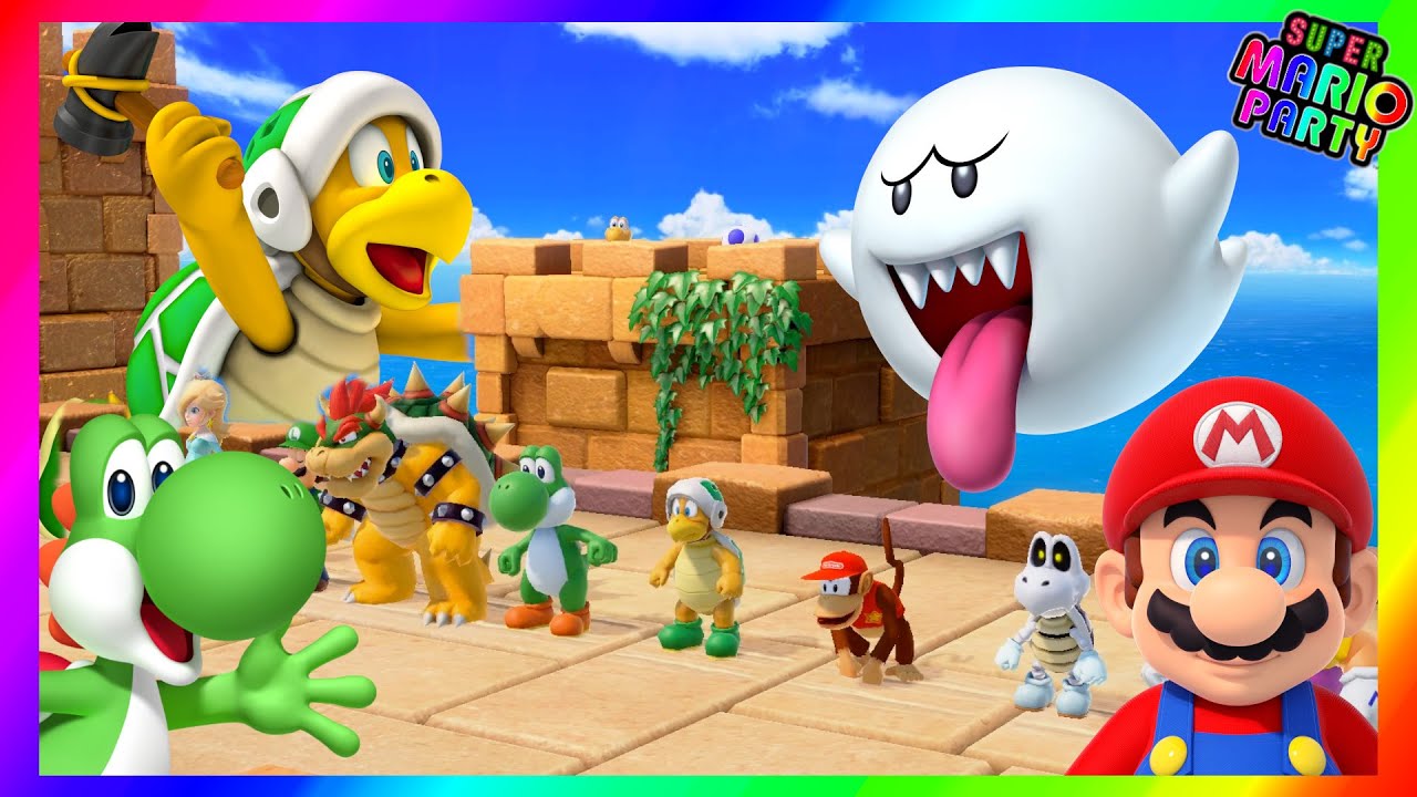 Super Mario Party Minigames #308 Yoshi vs Mario vs Boo vs Hammer bro