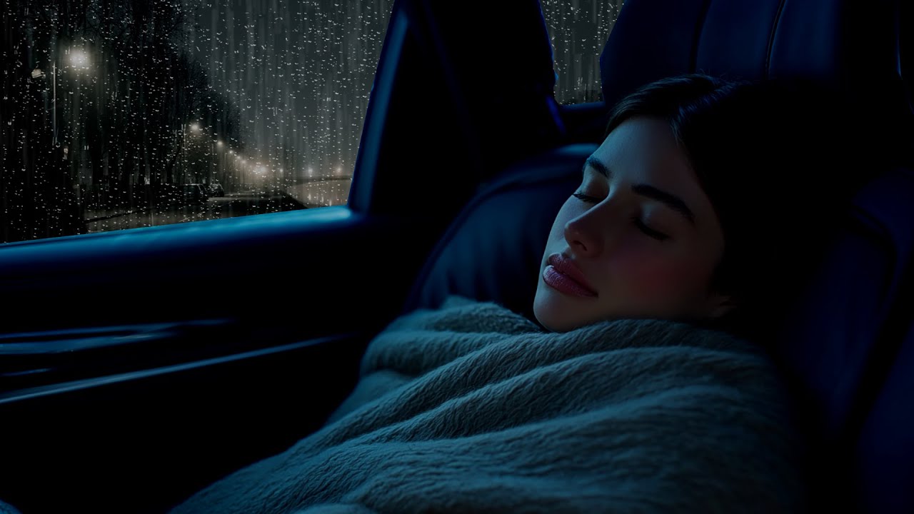Asleep in 3 Minutes with Torrential Rain & Loud Thunder on Car in a Pine Forest at Midnight