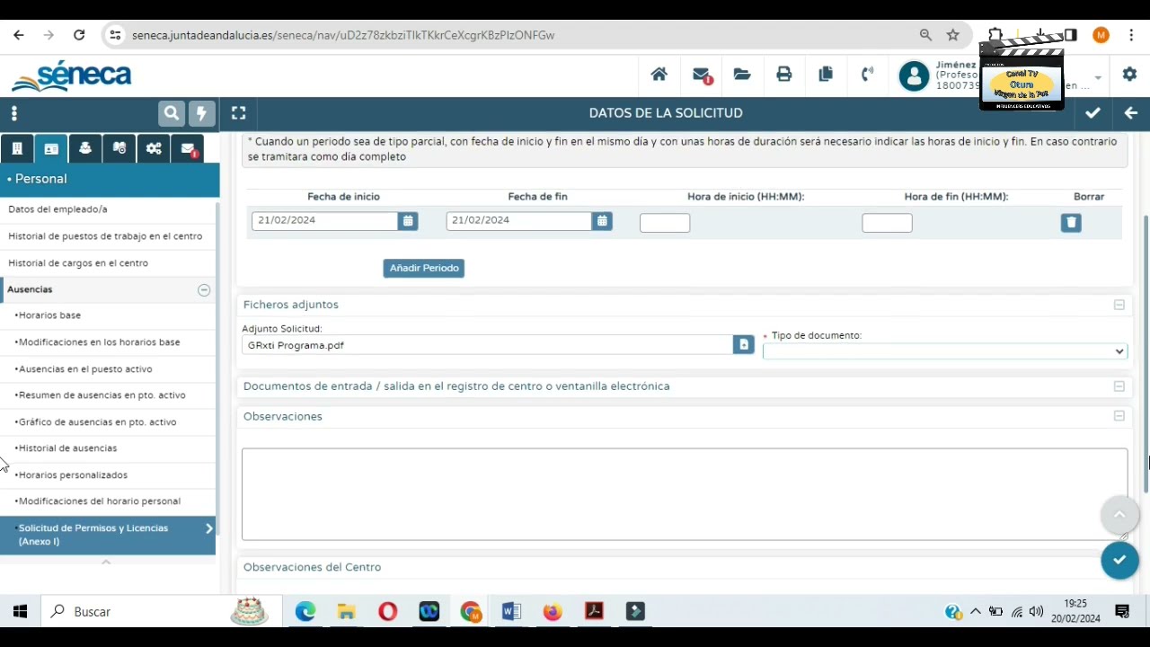 TUTORIAL SÉNECA: GENERACIÓN ANEXO I SOBRE LICENCIAS Y PERMISOS