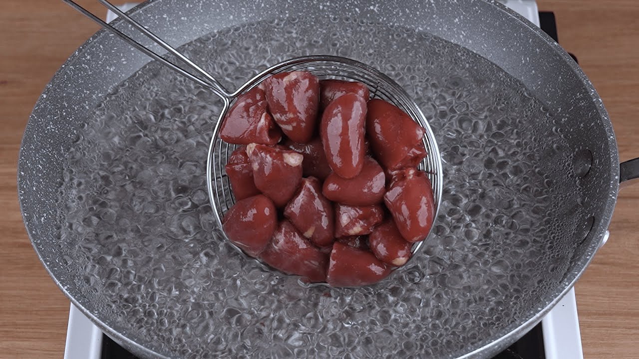 Add the chicken hearts to boiling water and you'll be amazed by the result