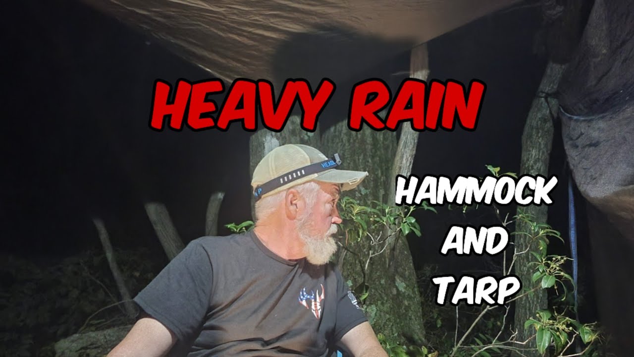 Heavy Rain with Tarp and Hammock  / Camping in the Rain