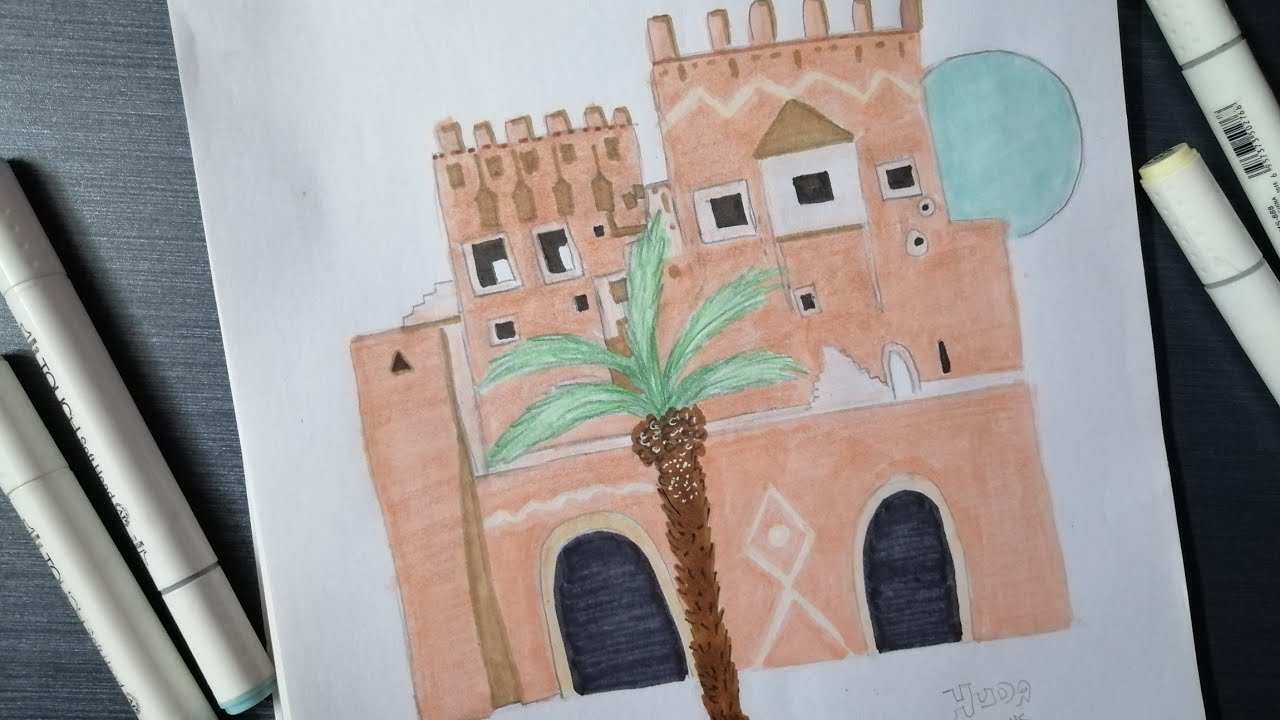 رسم بيوت تراثيه | رسم بيوت شعبيه