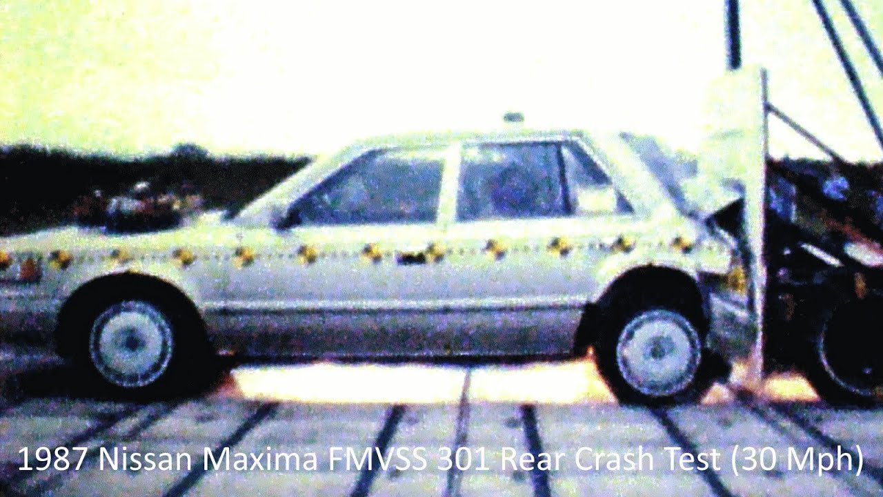 1985-1988 Nissan Maxima FMVSS 301 Rear Crash Test (Full Overlap - 30 Mph)