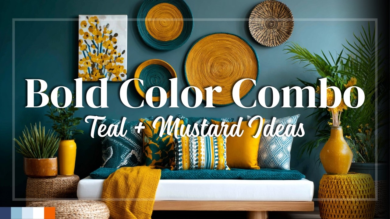 Teal and Mustard Color Combo Ideas for Small Apartment Living Rooms With Boho Maximalist Style