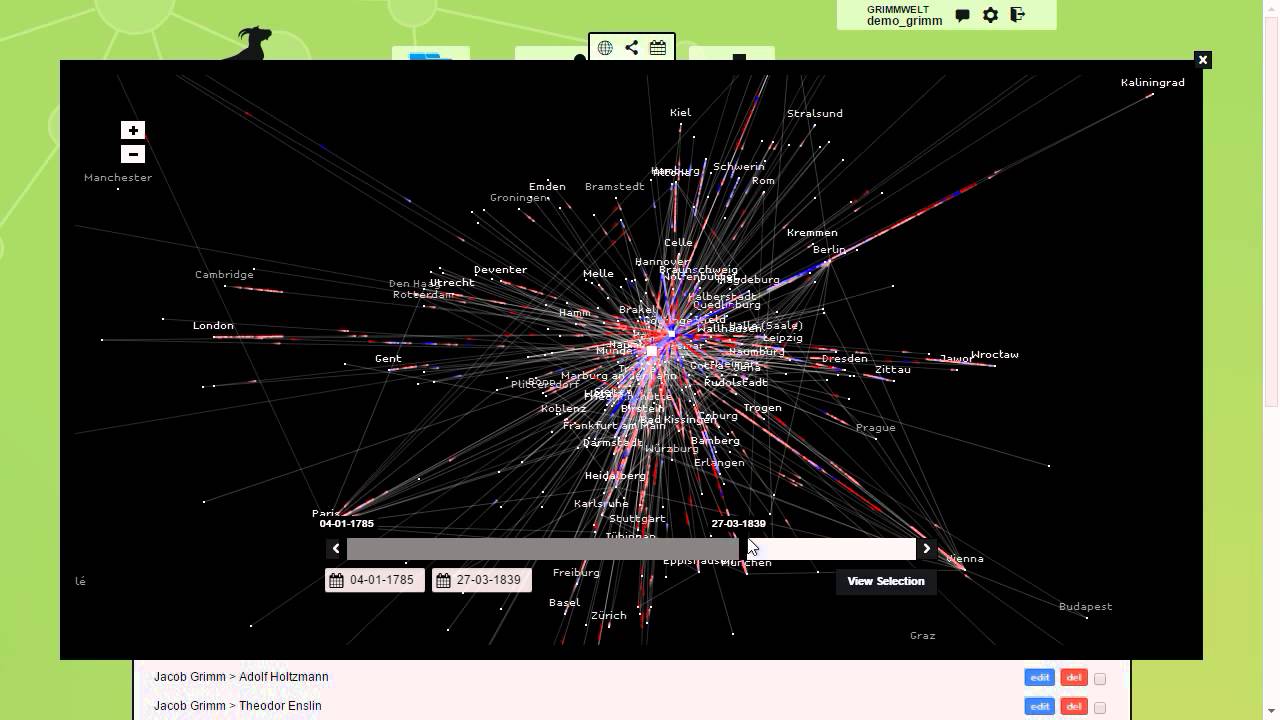 nodegoat Geographic Visualisation Mode: Movement