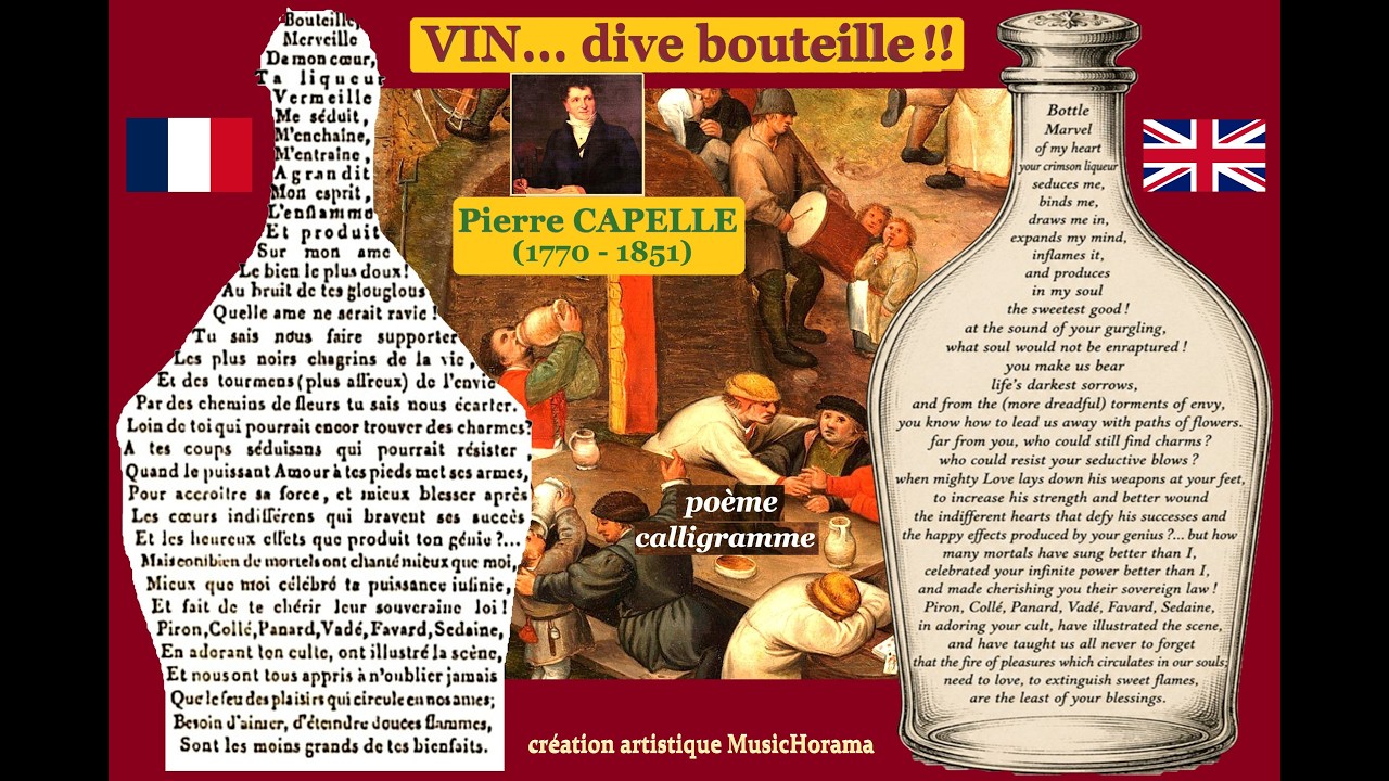 VIN... dive bouteille !!  Poème calligramme (1818) de Pierre Capelle (né à Montauban le 4/11/1770)