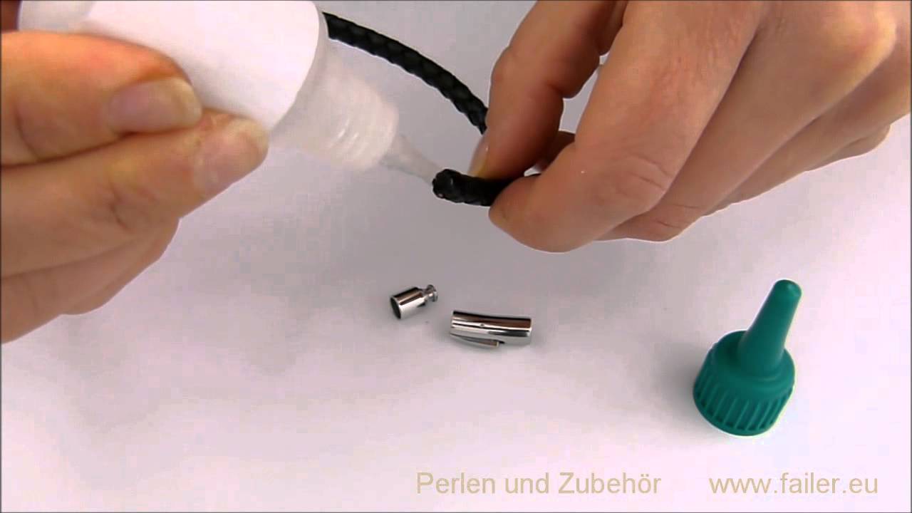 Verschluss einkleben in ein Lederband Anleitung zum Selber machen