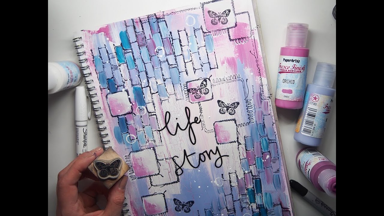 Art journal page for M&M Challenge #3 'Life Story'