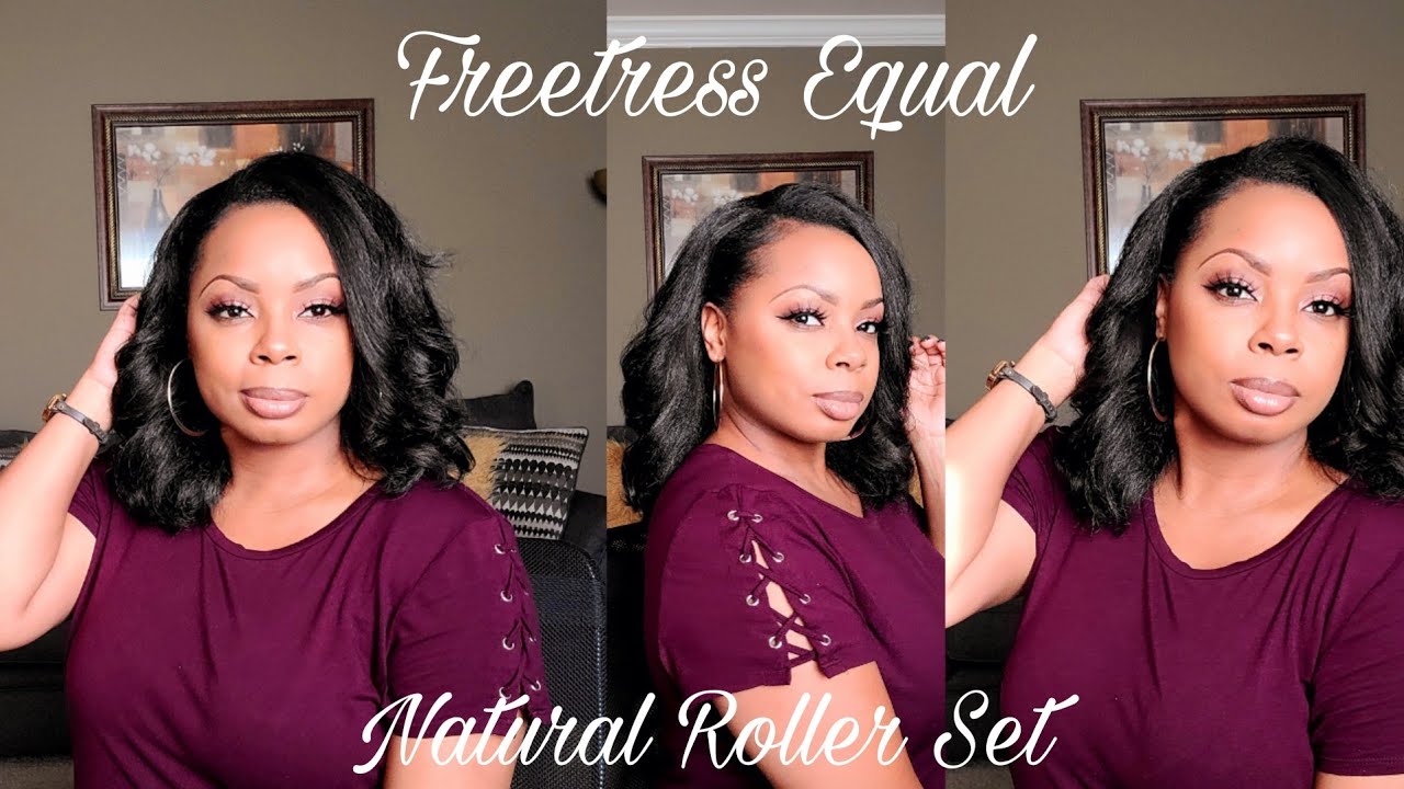 FREETRESS EQUAL NATURAL ME DRAWSTRING FULLCAP HALF WIG -NATURAL ME ROLLER SET OR HEADBAND HALF WIG