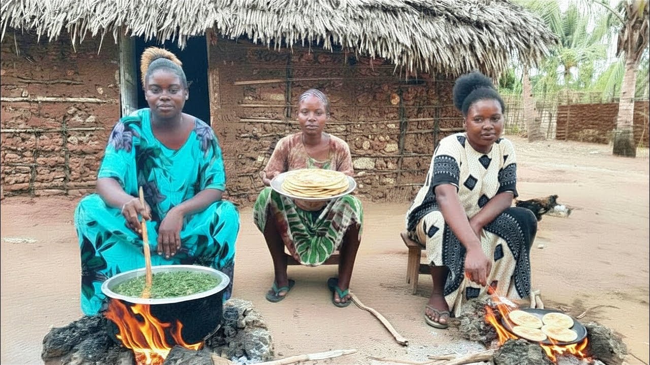 🔴 LIVE African Village Dinner 🌍 Soft Homemade Chapatis & African Spinach Stew with Mung Beans