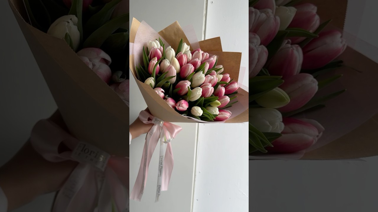 EASY✨How to wrap flowers/ tulips in craft/ brown paper for Valentine&rsquo;s Day FLOWER WRAPPING TUTORIAL