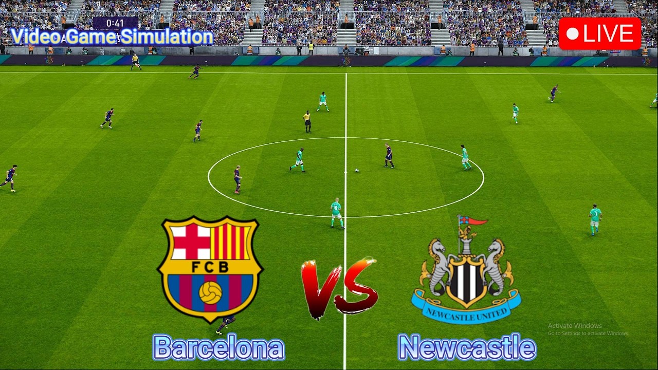 🔴Live : Barcelona vs Newcastle | Champions League - Play Offs Live | Video Game Simulation