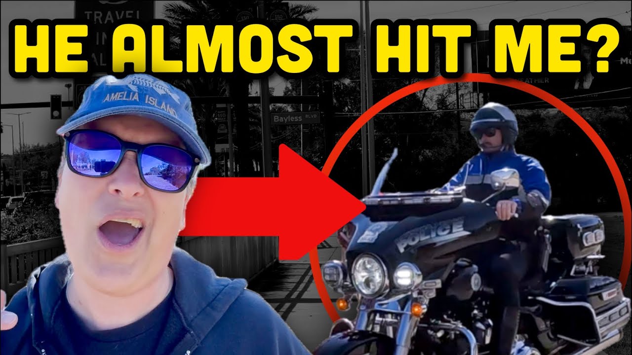 COP comes close to hitting 1A Auditor with motorcycle