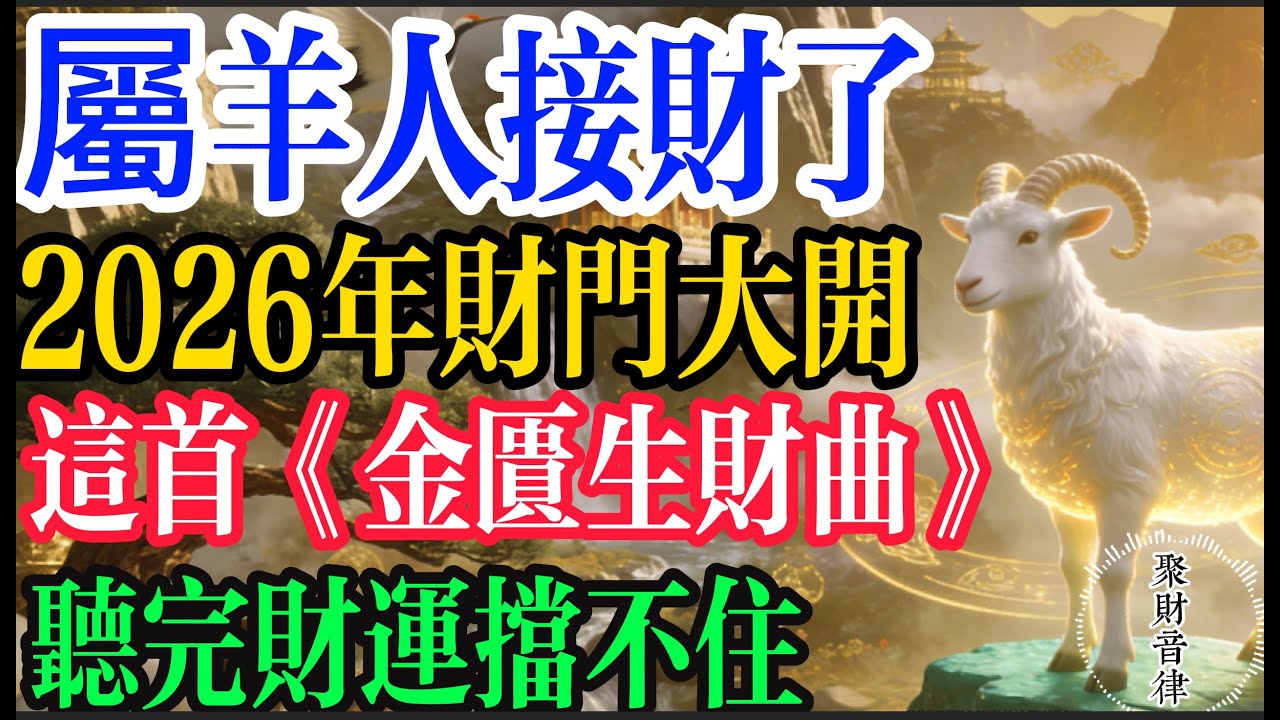 属羊人接财了！2026年财门大开，这首《金匮生财曲》听完财运挡不住，把这首音乐放在客厅循环，財神护佑，全家兴旺#屬羊2026 #招財音樂 #生肖運勢 #金匱生財 #冥想音樂 #2026財運 #六合貴人