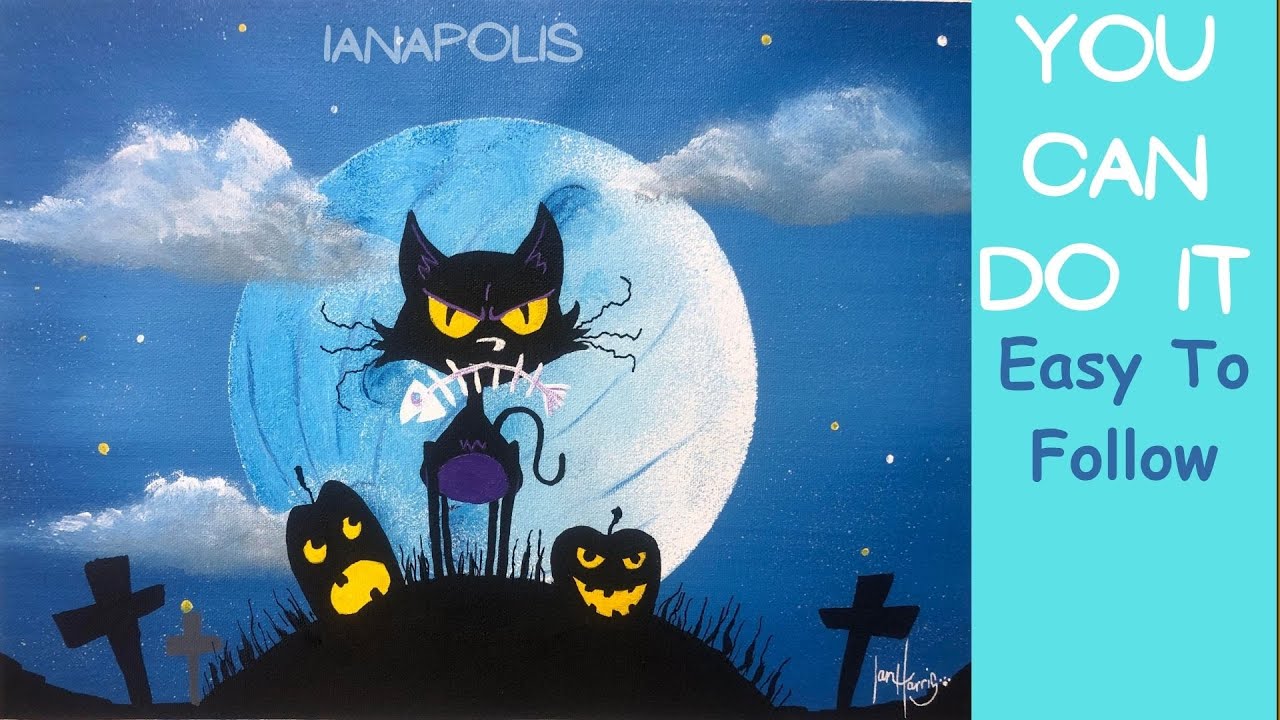 Learn to Paint HALLOWEEN Cat Fun in Acrylic #569