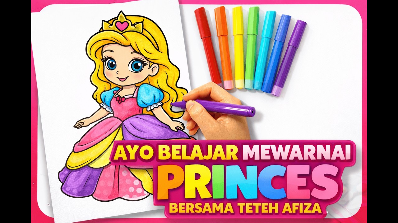 Ayo belajar mewarnai princes bersama teteh afiza, digital worksheet