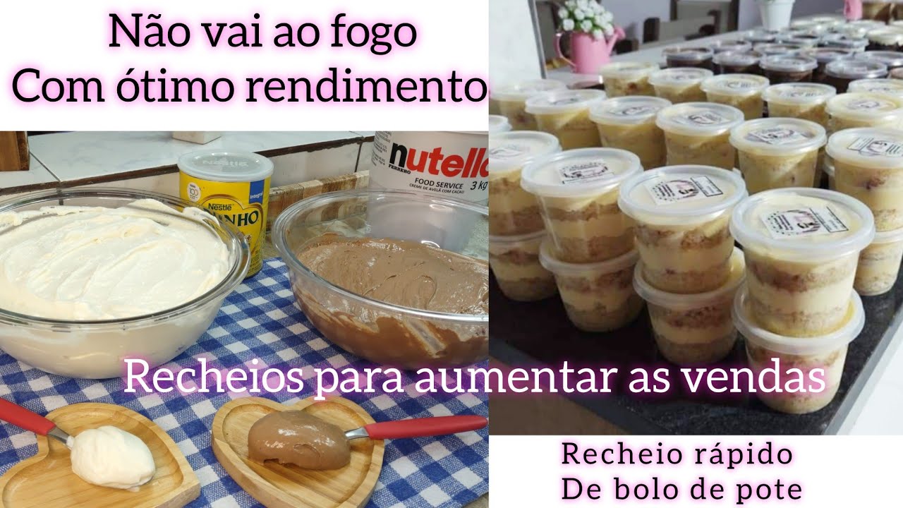 2 RECHEIOS QUE RENDE MUITO / NÃO VAI AO FOGO / para bolos de pote /  leite ninho /   Nutella