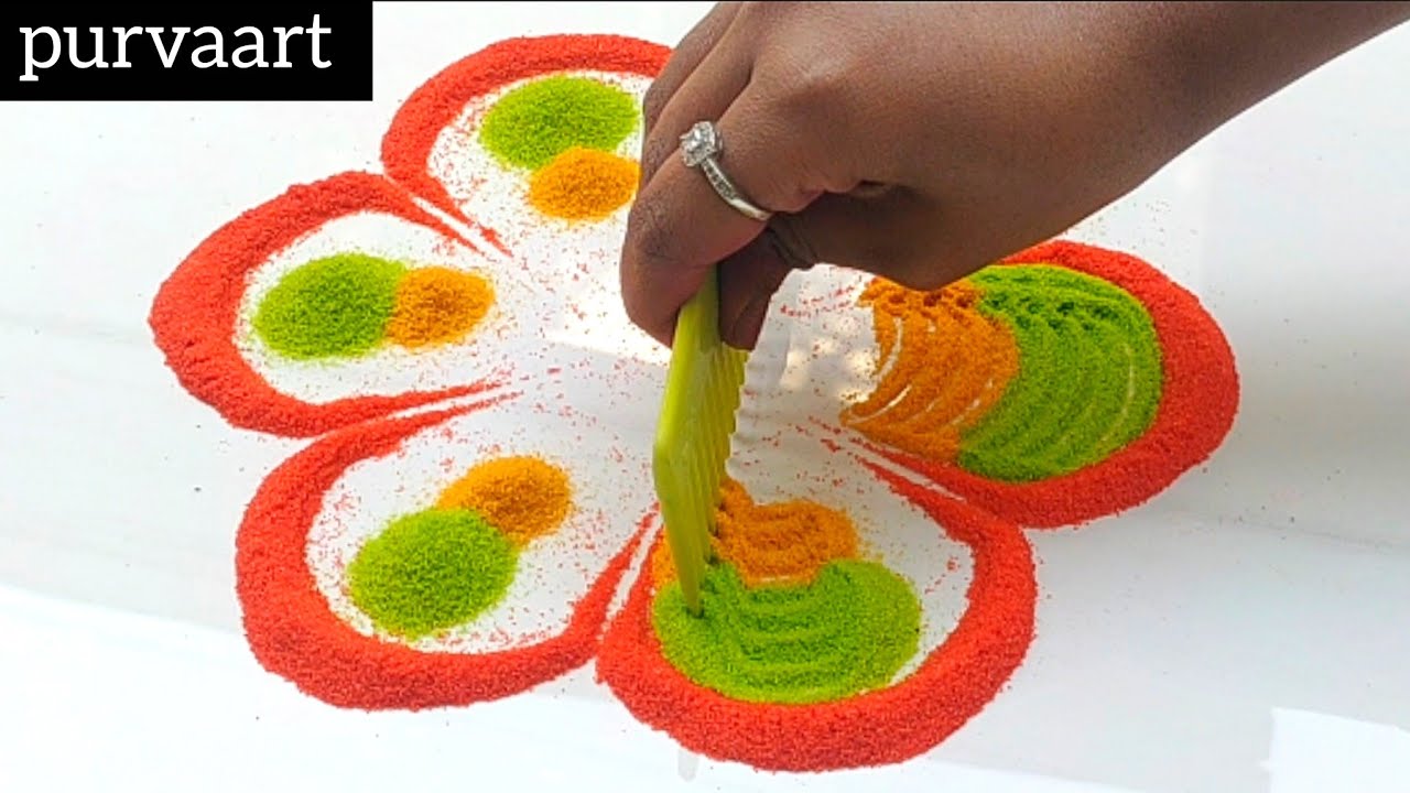 Simple Beautiful Rangoli Design | Trending 2025 | Beginner Friendly Step by Step🌼