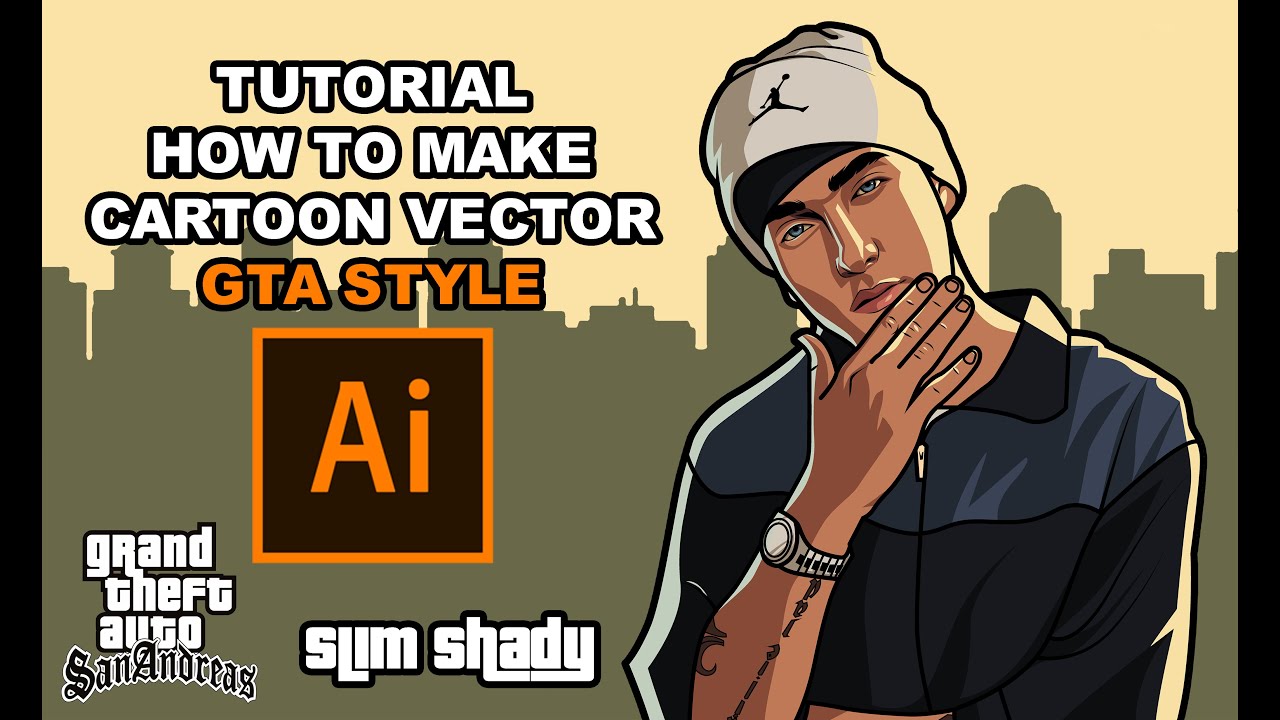 tutorial how to make cartoon GTA san andreas style - adobe illustrator cc