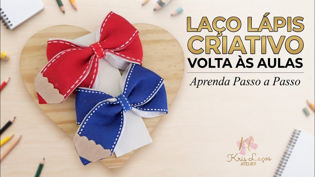 Laço Lápis criativo  / volta as aulas 📚🎨😍