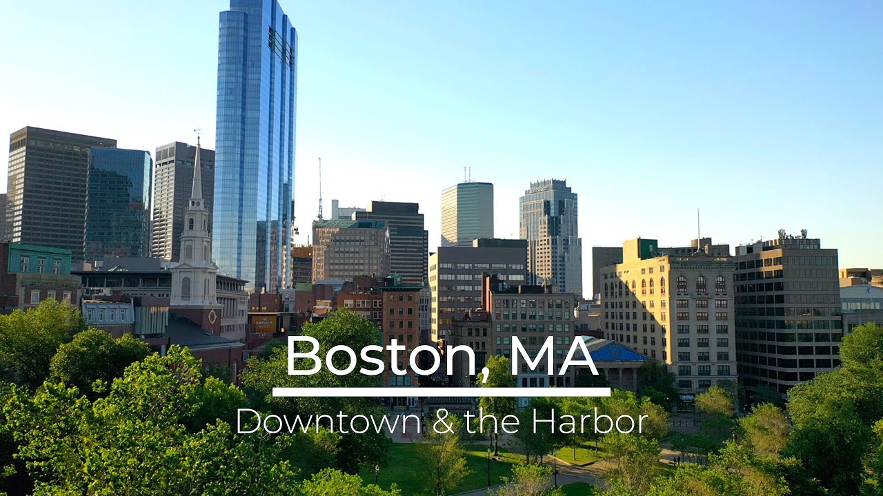 Downtown Boston, MA (Boston Commons & the Harbor) - Drone Video 4K