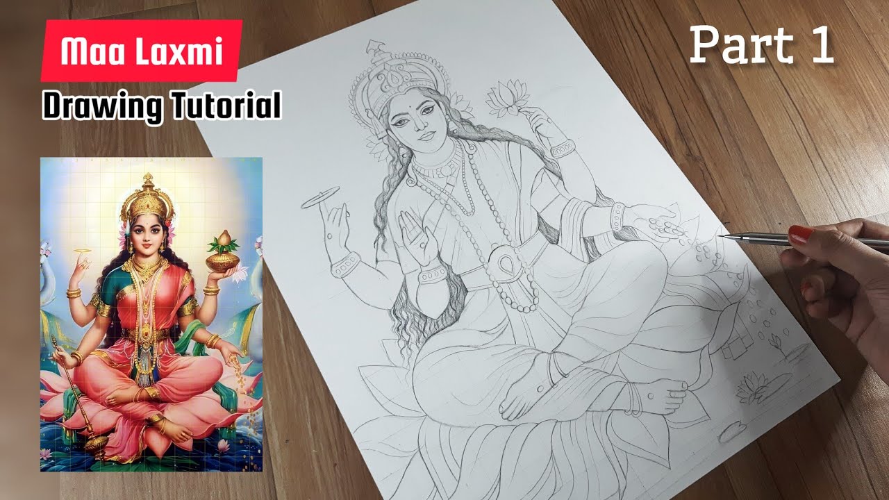 laxmi maa drawing, Outline Drawing tutorial