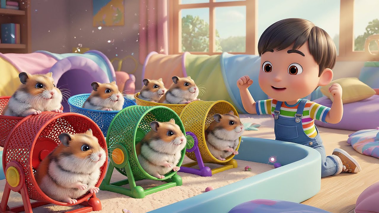 Cinco Hamsters Giram Giram Giram | Canções Infantis e Rimas para Crianças