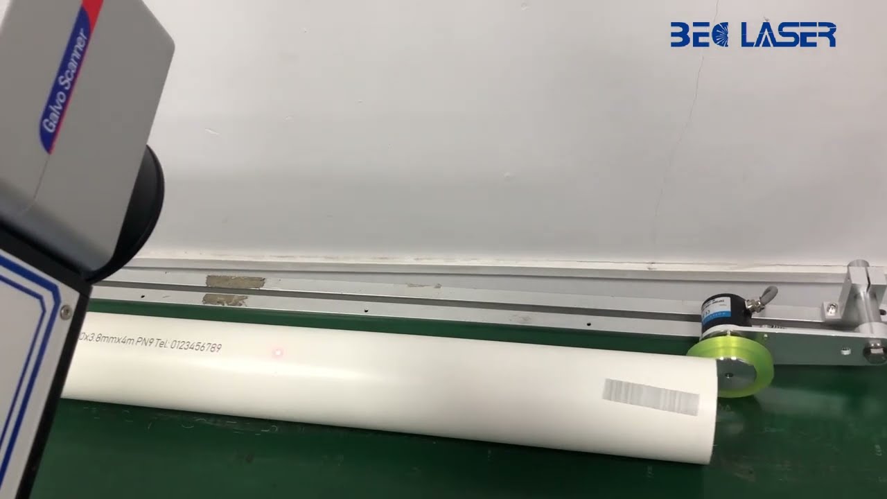 How to use the online flying fiber laser marking machine to print plastic pvc pipes-BEC LASER