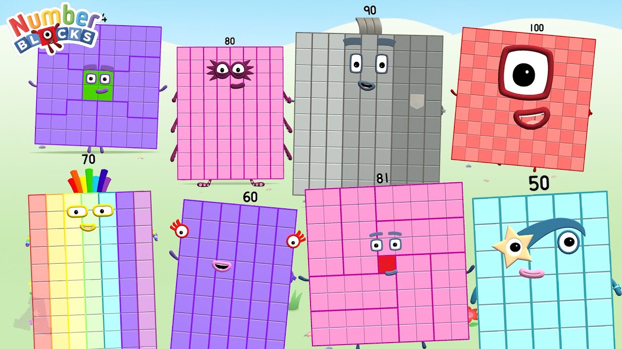 Meet Numberblocks 50, 60, 64, 70, 80, 8, 90 & One Hundred