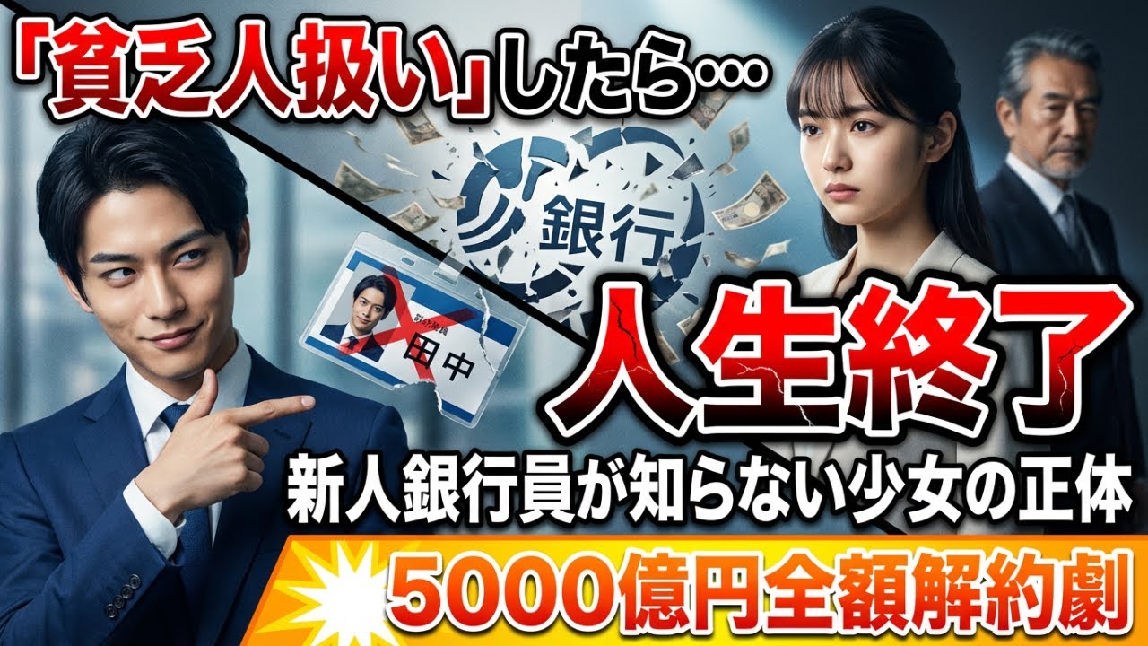 「貧乏人の妄想でしょ？」新人銀行員が作業服の少女をバカにしたら、翌日5000億円解約で人生崩壊した