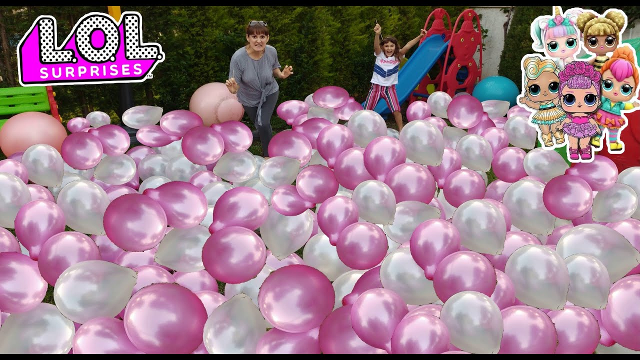 Bahçede 100 Balon patlatmaca. Eğlenceli Çocuk Videosu