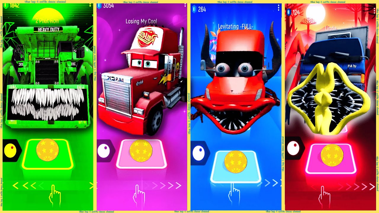 coffin dance - Dump Truck Eater vs Mack Truck vs Tesla Truck Eater vs Faw Truck Eater | Tiles HOP 🚛🚚