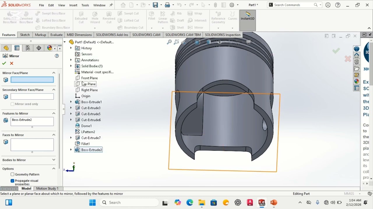 SOLIDWORK PISTON ENGINE PRACTICES IN 2MIN