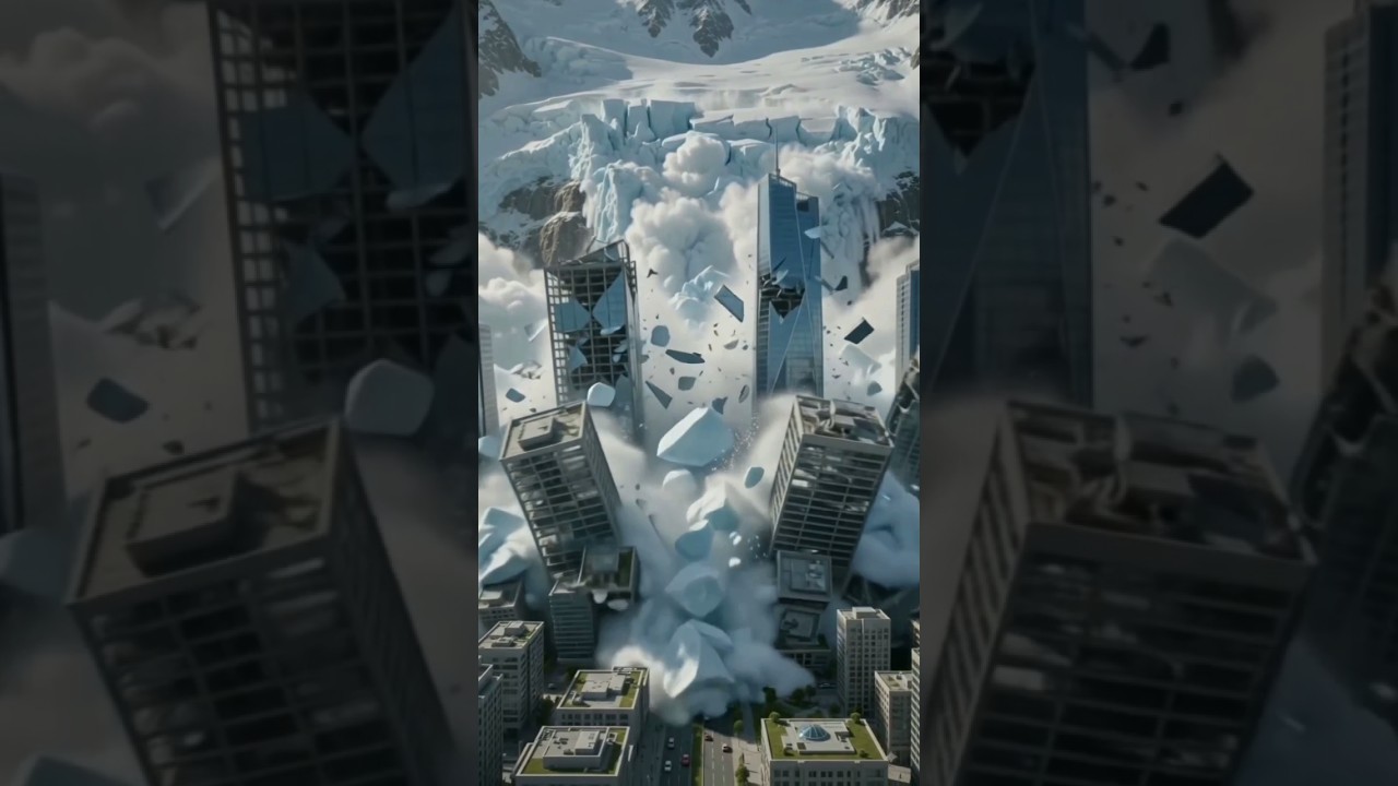 🧊GLACIER AVALANCHE &mdash; Ice Wall vs Miniature City #GlacierAvalanche#IceTsunami #Disaster#glacierblood