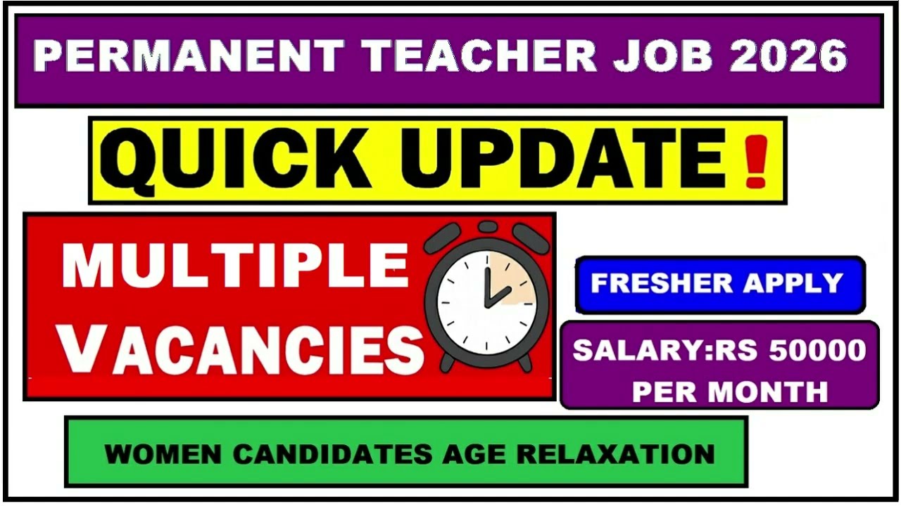 💥 Permanent School Teacher Jobs 2026 ✅Various Posts | Salary ₹50,000/Month | No CTET | AFS VACANCY ✈