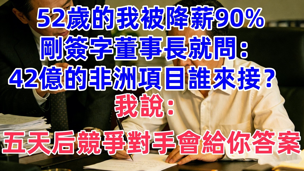 52歲的我被降薪90%，剛簽字董事長就問：42億的非洲項目誰來接？ 我說：五天后競爭對手會給你答案