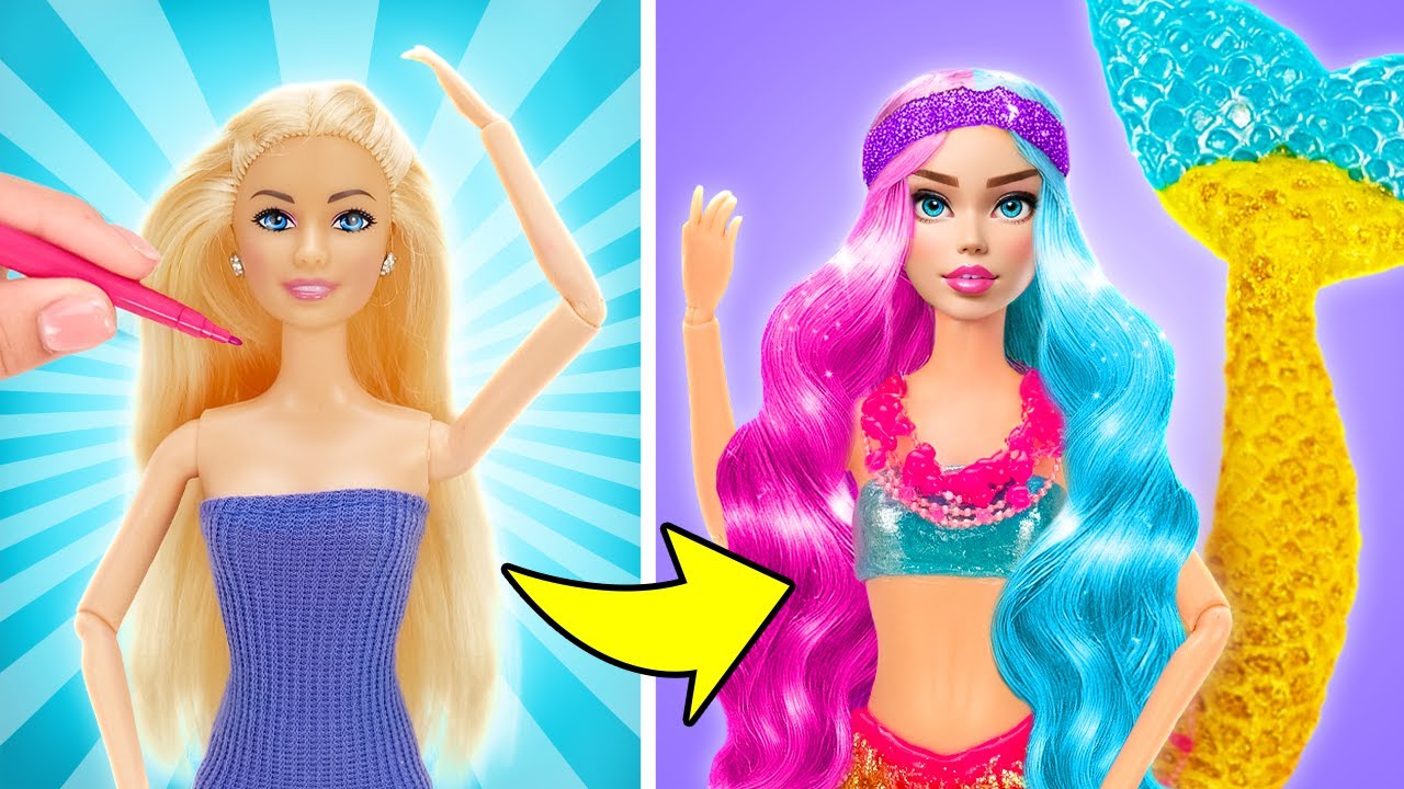 De muñeca vieja a increíble sirena 🧜‍♀️ ¡Ideas increíbles de transformación de muñecas!