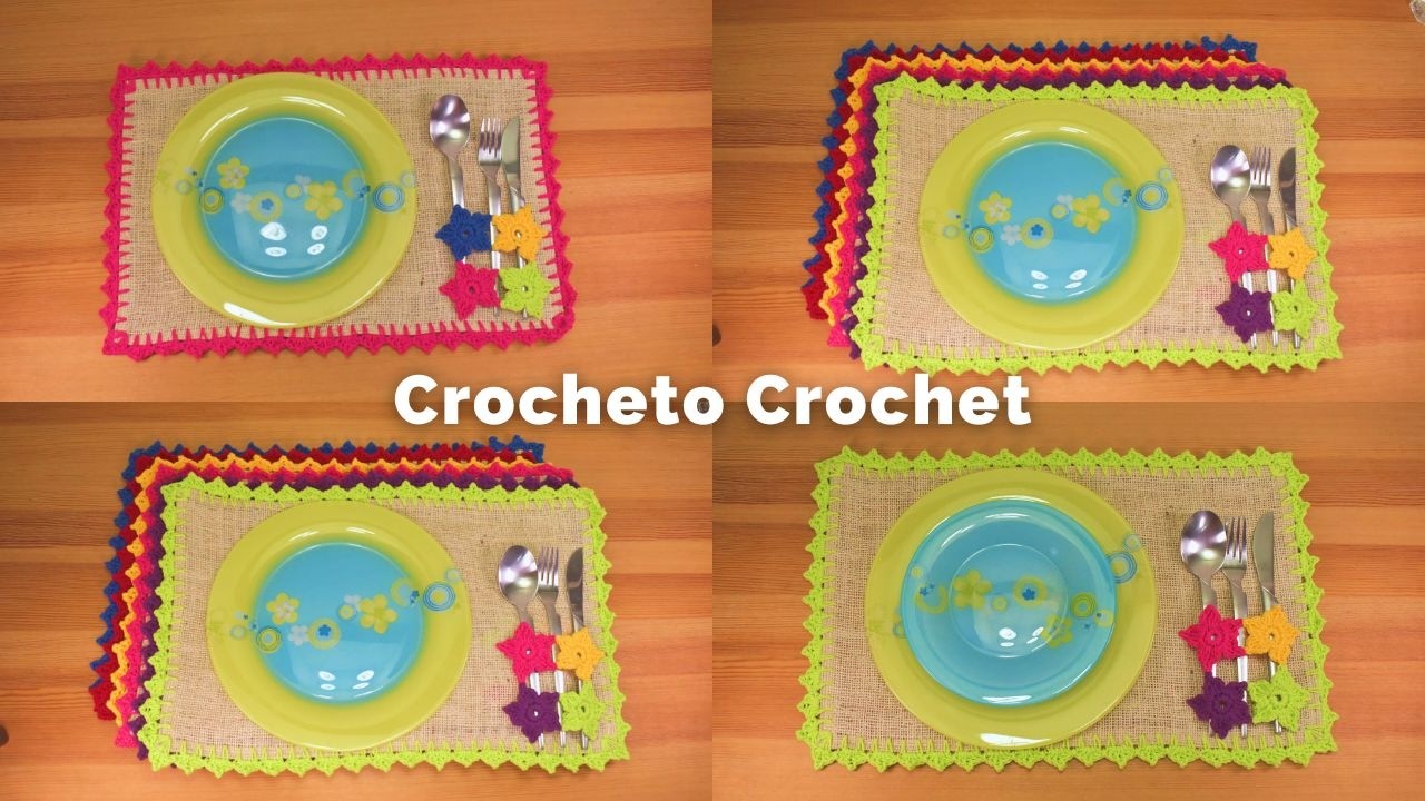 Crochet And Burlap Placemats Easy and elegant 
