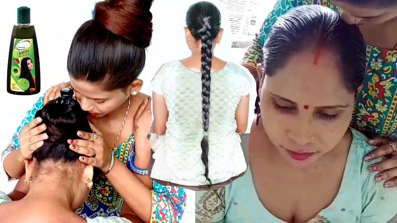 Sapna and Navinas Heavy Oiling of 600ml Smelling Pullingbraids & Sleekhairstyles Wtsap+91 9154004797