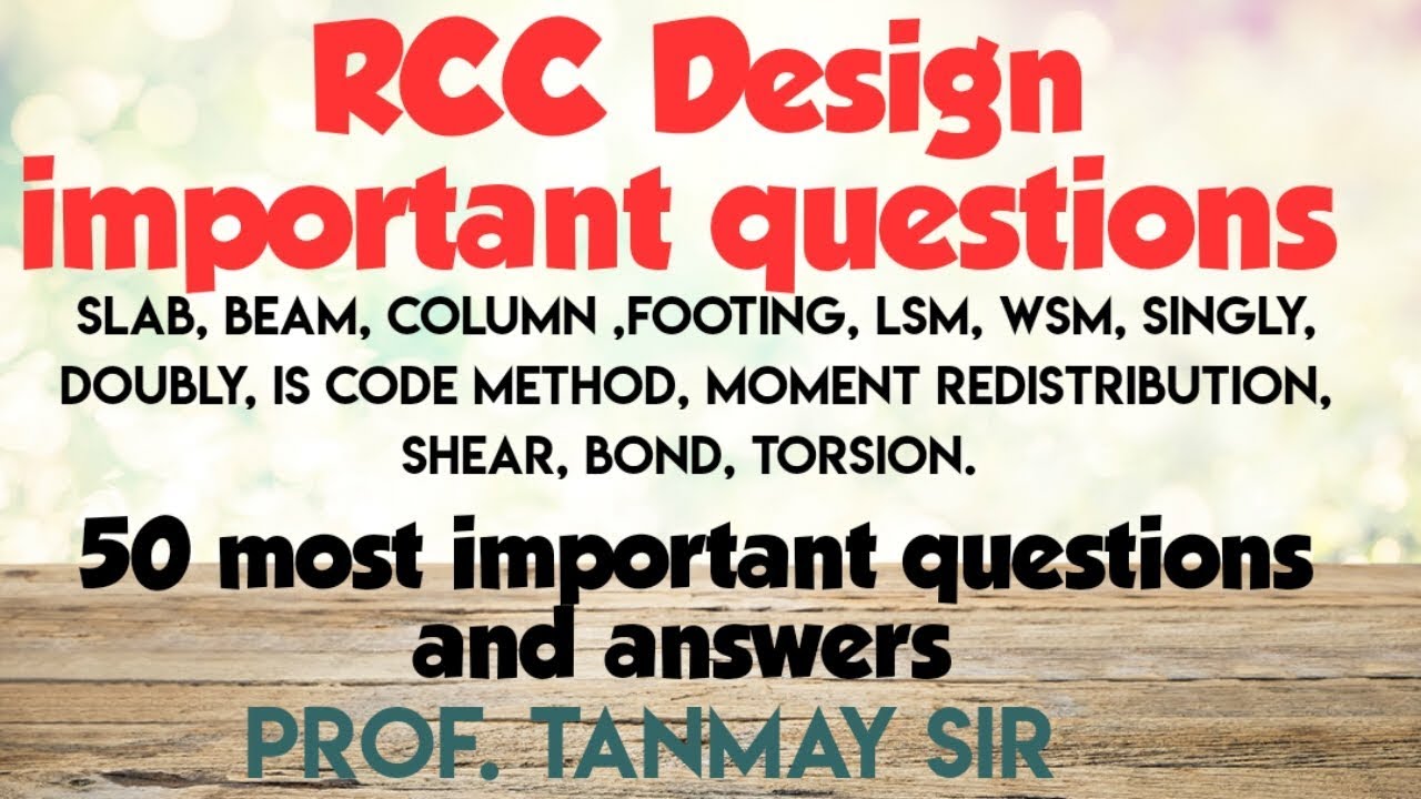 RCC design  exam questions and answers