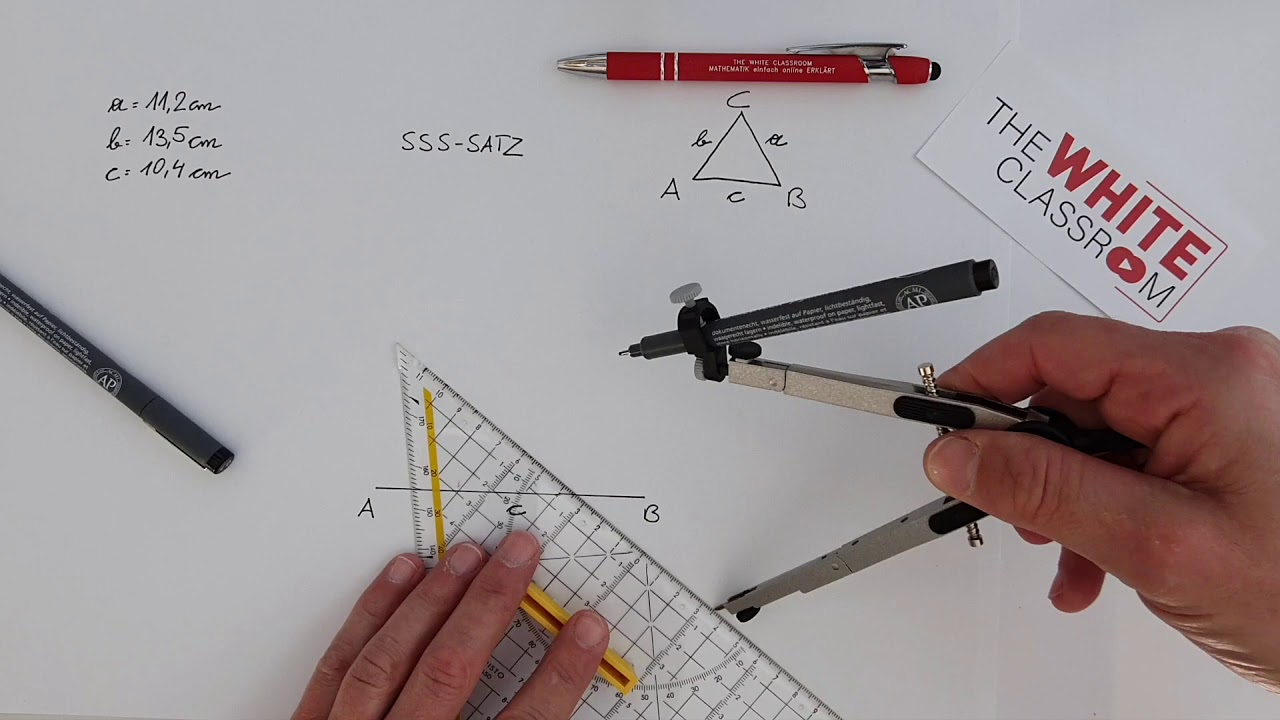 KONGRUENZSATZ (SSS - SATZ / spitzwinkelig) - a = 11,2 cm, b = 13,5 cm, c = 10,4 cm