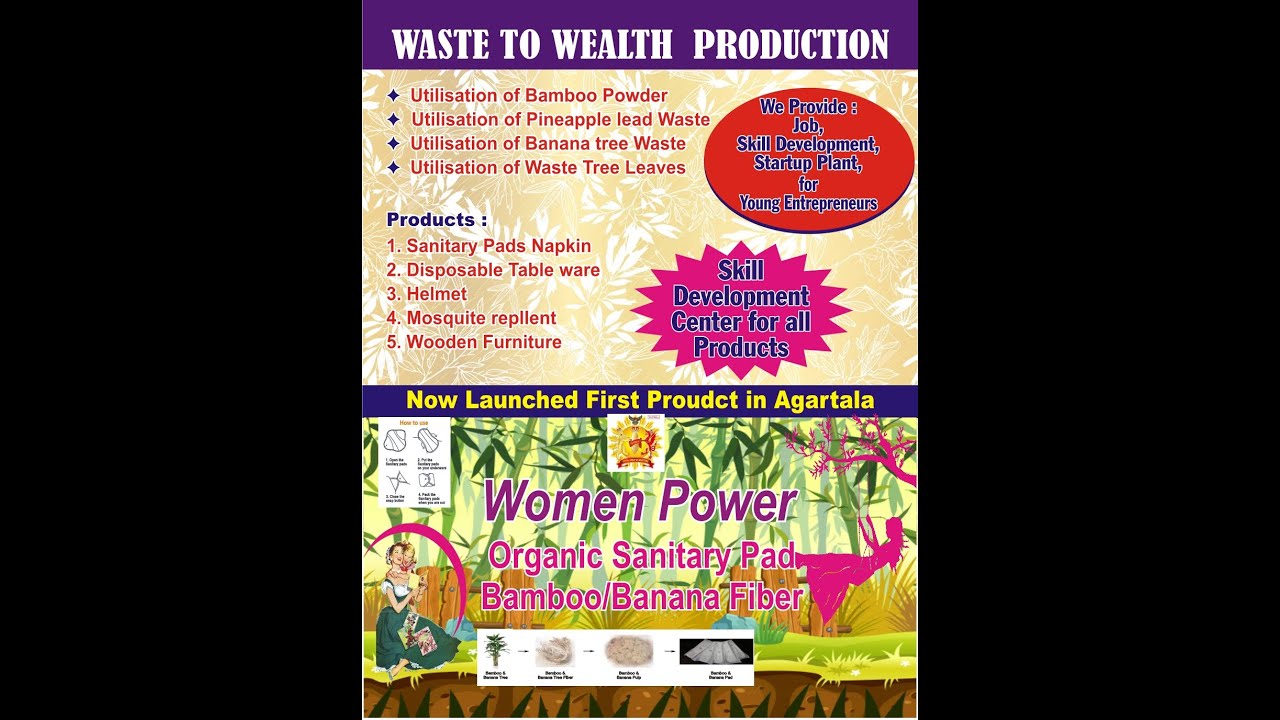Sanitary pad Napkin made from bamboo and Banana Fibre & Hand Made Paper made form Agriculture waste