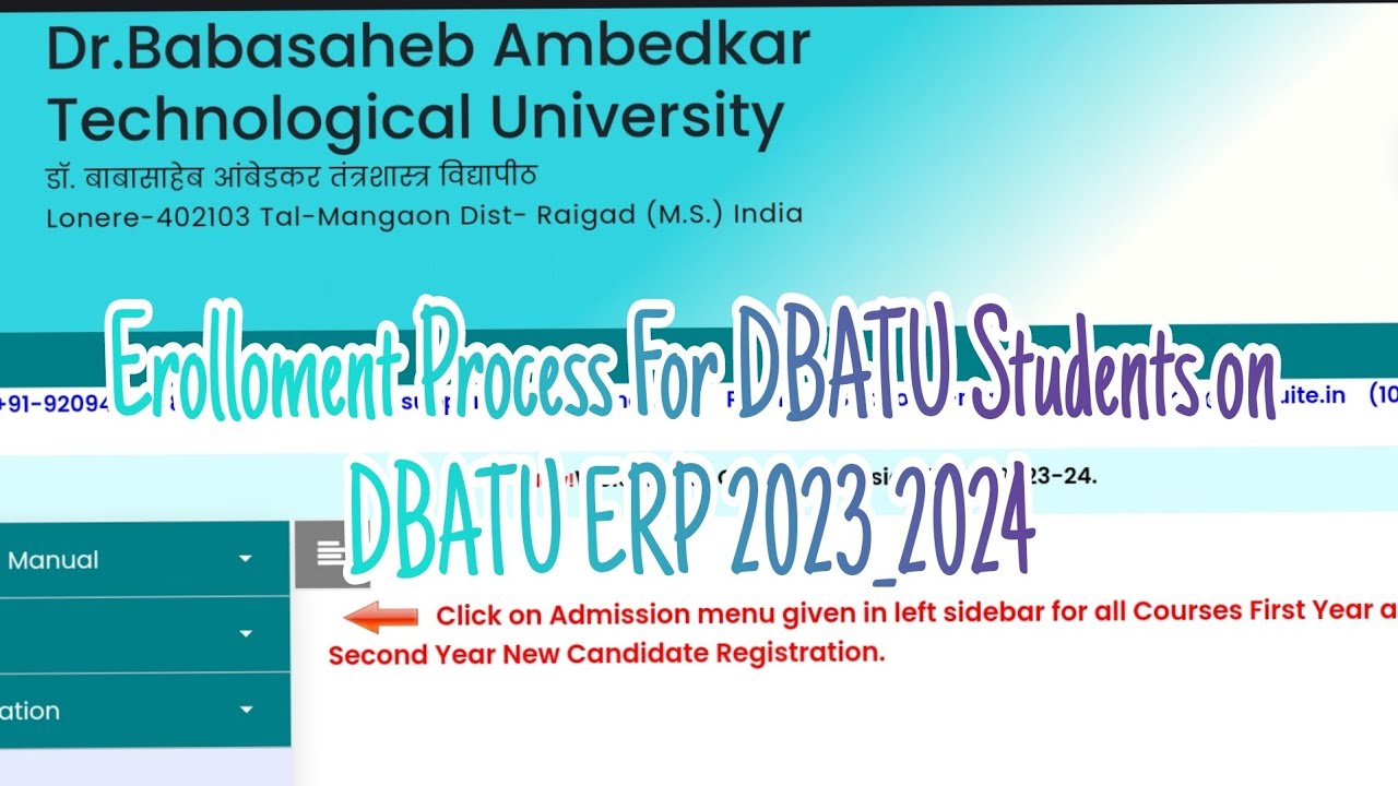 Erolloment Process For DBATU Students | Erollomennt | Renewal | DBATU ERP 2023 | 2,3,4 Year | Regula