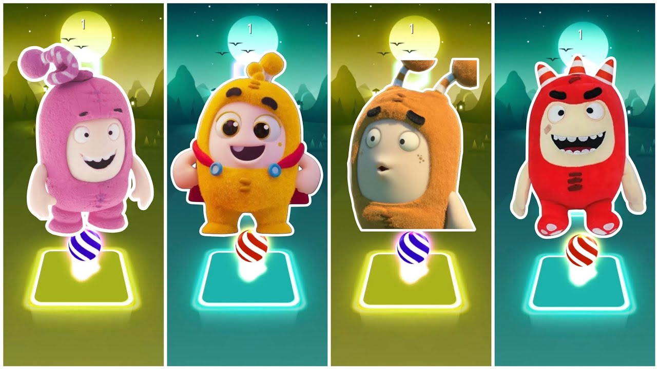 Oddbods Newt Vs Oddbods Bubbles VS Oddbods Slick Vs Oddbods Fuse - Tiles Hop Edm Rush🎶