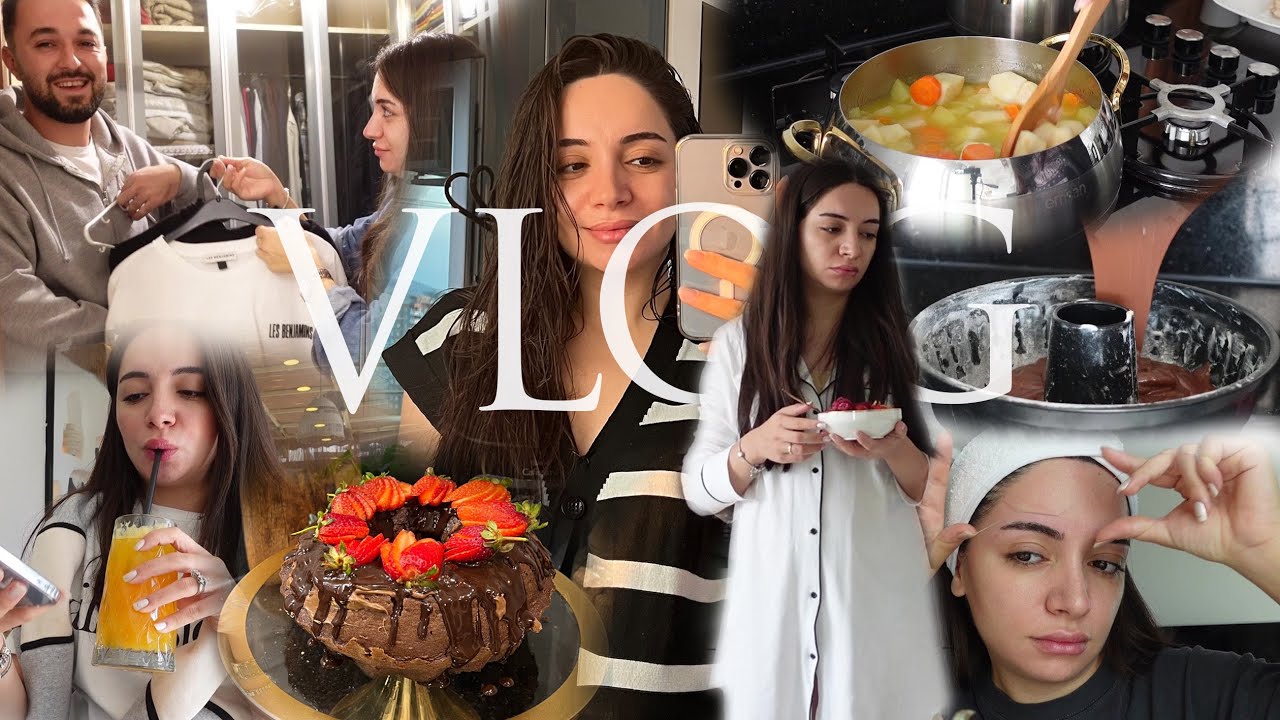 VLOG | ÇİKOLATA SOSLU KEK🍓| YÜZ TÜYLERİMİ NASIL ALIYORUM | VALİZ HAZIRLIYORUZ | KRUVASANLI KAHVALTI